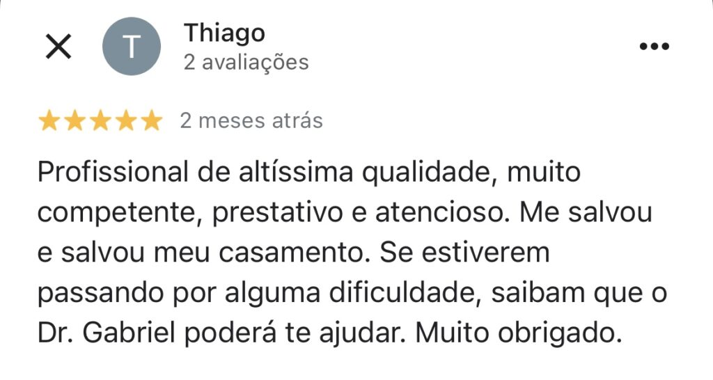 depoimento de paciente atendido pelo dr gabriel takao