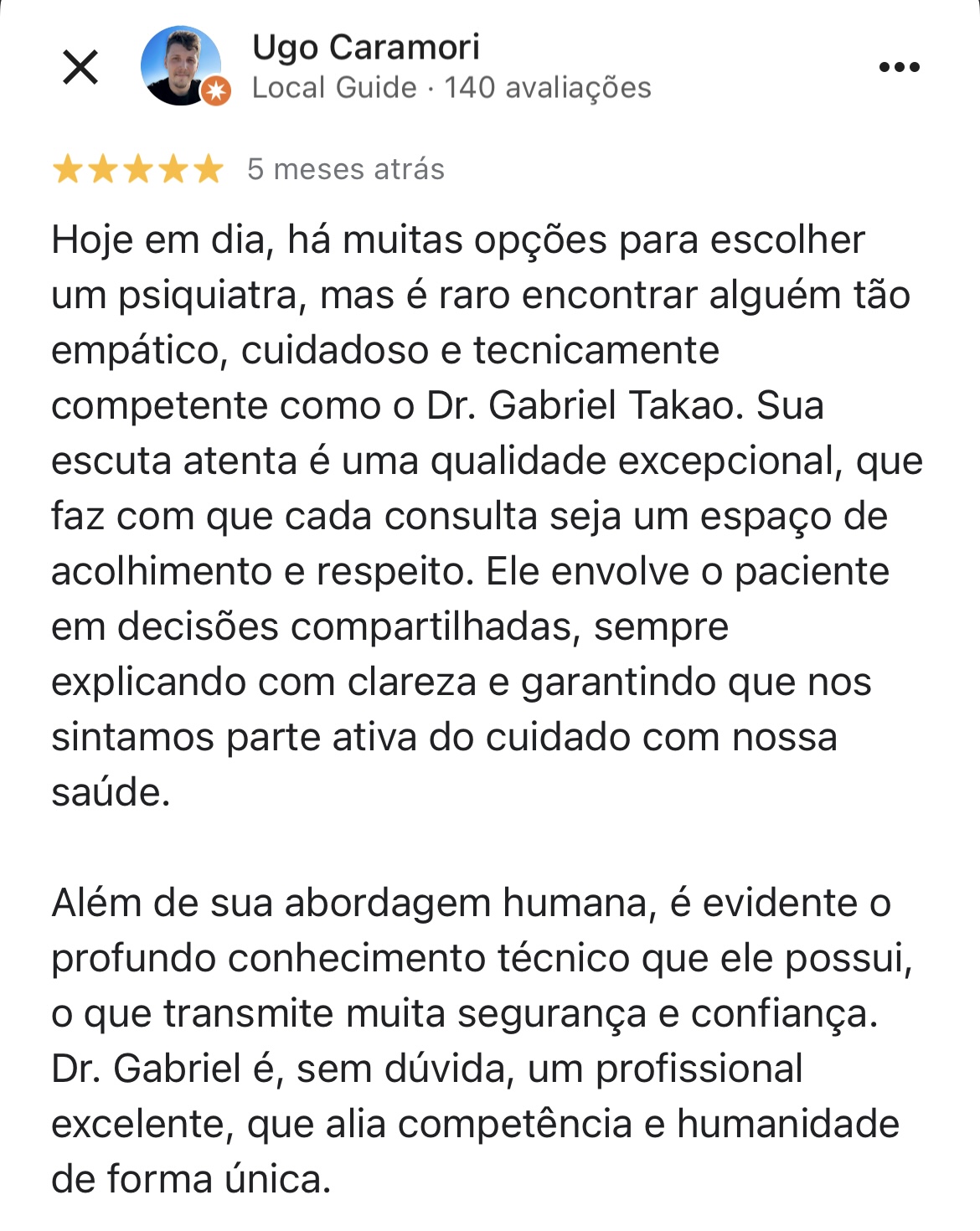 depoimento de paciente atendido pelo dr gabriel takao